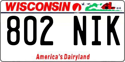 WI license plate 802NIK