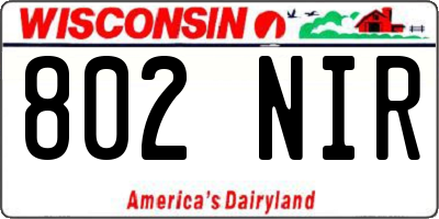 WI license plate 802NIR