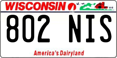 WI license plate 802NIS