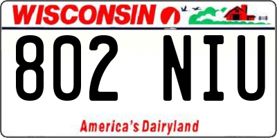 WI license plate 802NIU