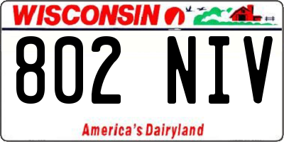 WI license plate 802NIV