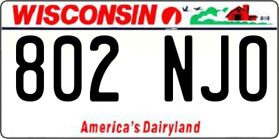 WI license plate 802NJO