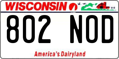 WI license plate 802NOD