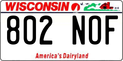 WI license plate 802NOF