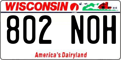 WI license plate 802NOH