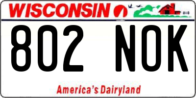 WI license plate 802NOK