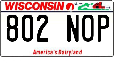 WI license plate 802NOP