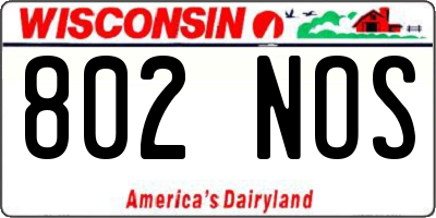 WI license plate 802NOS