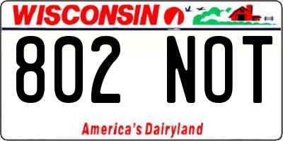 WI license plate 802NOT