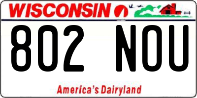 WI license plate 802NOU