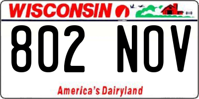 WI license plate 802NOV