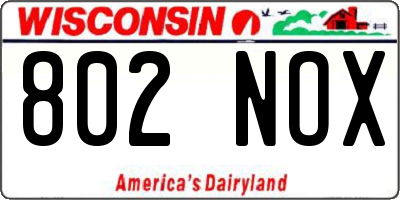 WI license plate 802NOX