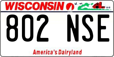 WI license plate 802NSE