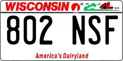 WI license plate 802NSF
