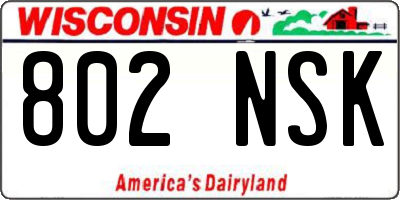 WI license plate 802NSK