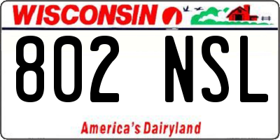 WI license plate 802NSL
