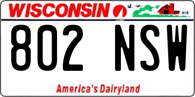 WI license plate 802NSW