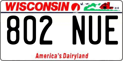 WI license plate 802NUE