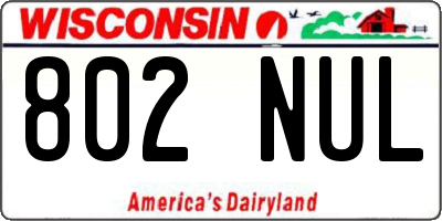 WI license plate 802NUL