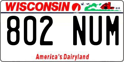 WI license plate 802NUM