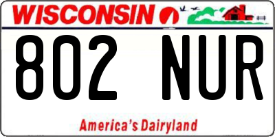 WI license plate 802NUR