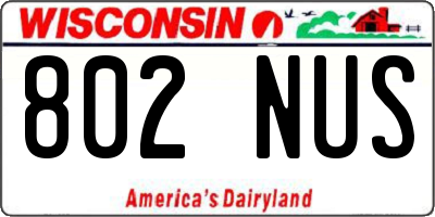 WI license plate 802NUS