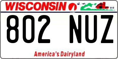 WI license plate 802NUZ