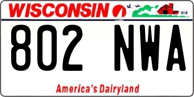 WI license plate 802NWA