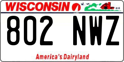 WI license plate 802NWZ