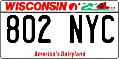 WI license plate 802NYC