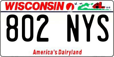 WI license plate 802NYS