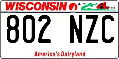 WI license plate 802NZC