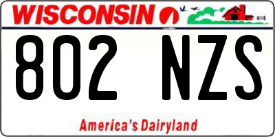 WI license plate 802NZS