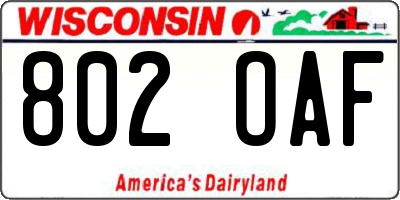 WI license plate 802OAF