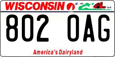WI license plate 802OAG