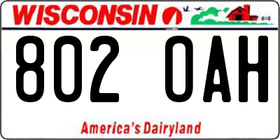 WI license plate 802OAH