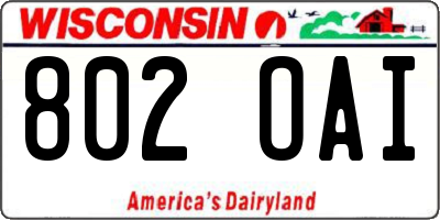 WI license plate 802OAI