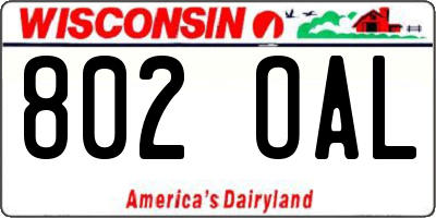 WI license plate 802OAL