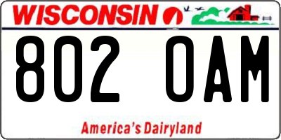 WI license plate 802OAM