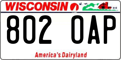 WI license plate 802OAP
