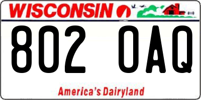 WI license plate 802OAQ