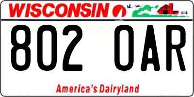 WI license plate 802OAR