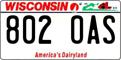 WI license plate 802OAS