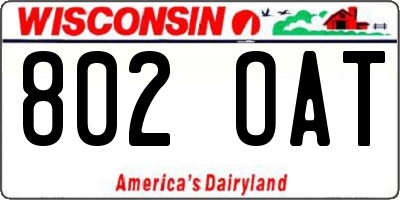 WI license plate 802OAT