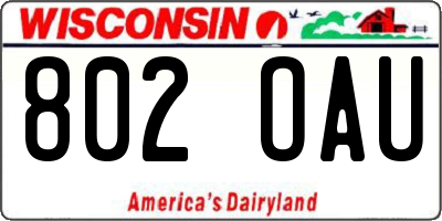 WI license plate 802OAU