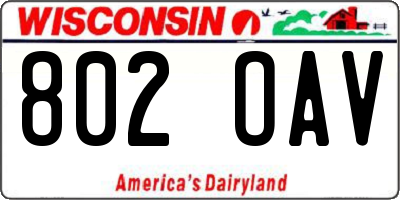 WI license plate 802OAV