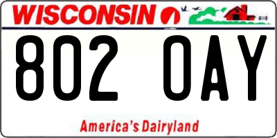 WI license plate 802OAY