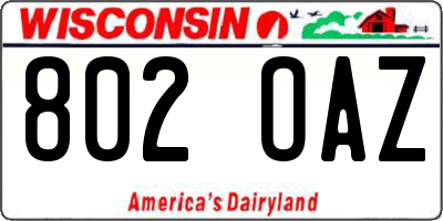 WI license plate 802OAZ