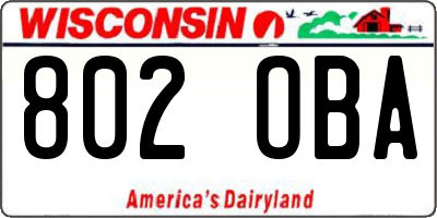 WI license plate 802OBA