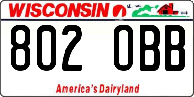 WI license plate 802OBB